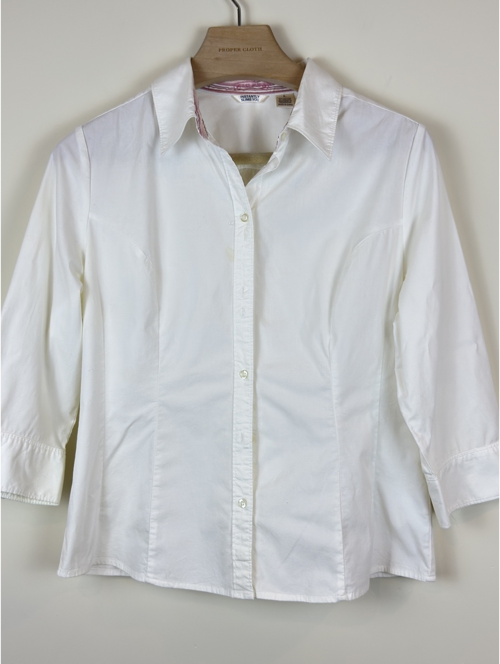 Riders by Lee Instantly Slims You Women’s L White 3/4 Sleeve Stretch Shirt